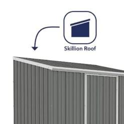 7'5 X 5' Absco Space Saver Pent Metal Shed - Grey (2.26m X 1.52m) -Halls || Lifetime || Keter Sales esdxl20met100bun 7 5x5 absco spacesaver pent metal shed close up1 min