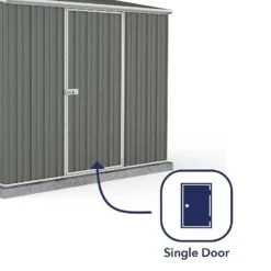 7'5 X 5' Absco Space Saver Pent Metal Shed - Grey (2.26m X 1.52m) -Halls || Lifetime || Keter Sales esdxl20met100bun 7 5x5 absco spacesaver pent metal shed close up2 min