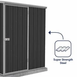 5' X 3' Absco Space Saver Pent Metal Shed - Dark Grey (1.52m X 0.78m) -Halls || Lifetime || Keter Sales esdxl20met103 5x3 absco dark grey feature5 min