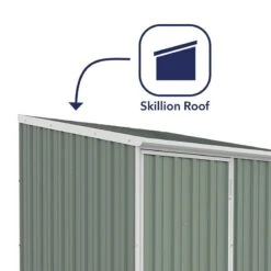 5' X 5' Absco Space Saver Pent Metal Shed - Pale Eucalyptus (1.52m X 1.52m) -Halls || Lifetime || Keter Sales esdxl20met105 5x5 absco euc feature2 min