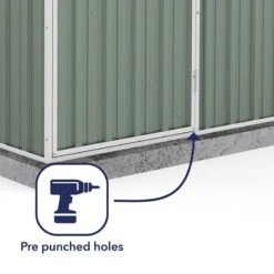 5' X 5' Absco Space Saver Pent Metal Shed - Pale Eucalyptus (1.52m X 1.52m) -Halls || Lifetime || Keter Sales esdxl20met105 5x5 absco euc feature4 min