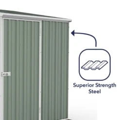 5' X 5' Absco Space Saver Pent Metal Shed - Pale Eucalyptus (1.52m X 1.52m) -Halls || Lifetime || Keter Sales esdxl20met105 5x5 absco euc feature5 min