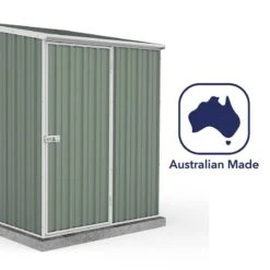 5' X 5' Absco Space Saver Pent Metal Shed - Pale Eucalyptus (1.52m X 1.52m) -Halls || Lifetime || Keter Sales esdxl20met105 5x5 absco euc feature6 min