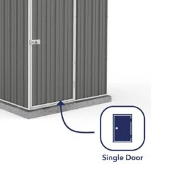 5' X 5' Absco Space Saver Pent Metal Shed - Grey (1.52m X 1.52m) -Halls || Lifetime || Keter Sales esdxl20met106 5x5 absco grey feature3 min