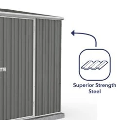 5' X 5' Absco Space Saver Pent Metal Shed - Grey (1.52m X 1.52m) -Halls || Lifetime || Keter Sales esdxl20met106 5x5 absco grey feature5 min
