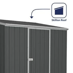 7'5 X 5' Absco Space Saver Pent Metal Shed - Dark Grey (2.26m X 1.52m) -Halls || Lifetime || Keter Sales esdxl20met108 7x5 absco dark grey feature2 min