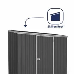 7'5 X 3' Absco Space Saver Pent Metal Shed - Dark Grey (2.26m X 0.78m) -Halls || Lifetime || Keter Sales esdxl20met110 7x3 absco d grey feature2 min