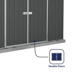 10' X 5' Absco Space Saver Double Door Metal Shed - Dark Grey (3m X 1.52m) -Halls || Lifetime || Keter Sales esdxl20met112 10x5 absco dg feature3 min