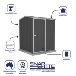 5' X 5' Absco Premier Titanium Reverse Apex Metal Shed - Dark Grey (1.52m X 1.52m) -Halls || Lifetime || Keter Sales esdxl20met114 5x5 titanium dg feature7 min