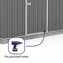 7'5 X 10' Absco Premier Titanium Reverse Apex Metal Shed - Dark Grey (2.26m X 3m) -Halls || Lifetime || Keter Sales esdxl20met119 7x10 titanium dg feature4 min