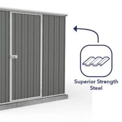 7'5 X 10' Absco Premier Titanium Reverse Apex Metal Shed - Dark Grey (2.26m X 3m) -Halls || Lifetime || Keter Sales esdxl20met119 7x10 titanium dg feature5 min
