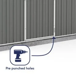 7'5 X 5' Absco Regent Apex Metal Shed - Grey (2.26m X 1.44m) -Halls || Lifetime || Keter Sales esdxl20met121 7x5 regent grey feature4 min