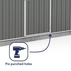 7'5 X 7' Absco Regent Apex Metal Shed - Grey (2.26m X 2.18m) -Halls || Lifetime || Keter Sales esdxl20met122 7x7 regent grey feature4 min