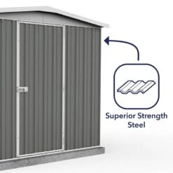 7'5 X 7' Absco Regent Apex Metal Shed - Grey (2.26m X 2.18m) -Halls || Lifetime || Keter Sales esdxl20met122 7x7 regent grey feature5 min