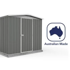 7'5 X 7' Absco Regent Apex Metal Shed - Grey (2.26m X 2.18m) -Halls || Lifetime || Keter Sales esdxl20met122 7x7 regent grey feature6 min