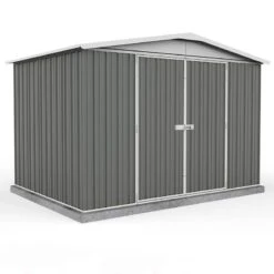 10' X 7' Absco Regent Double Door Metal Shed - Grey (3m X 2.18m)
