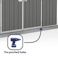 10' X 10' Absco Regent Double Door Metal Shed - Grey (3m X 2.92m) -Halls || Lifetime || Keter Sales esdxl20met125 10x10 regent grey feature4 min