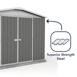 10' X 10' Absco Regent Double Door Metal Shed - Grey (3m X 2.92m) -Halls || Lifetime || Keter Sales esdxl20met125 10x10 regent grey feature5 min