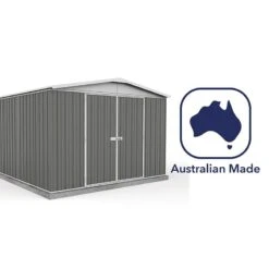 10' X 10' Absco Regent Double Door Metal Shed - Grey (3m X 2.92m) -Halls || Lifetime || Keter Sales esdxl20met125 10x10 regent grey feature6 min