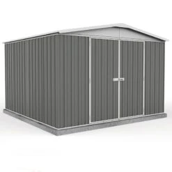10' X 10' Absco Regent Double Door Metal Shed - Grey (3m X 2.92m)