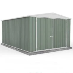 10' X 15' Absco Utility Metal Garage Workshop Shed - Pale Eucalyptus (3m X 4.48m)