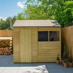 8' X 6' Forest 4Life 25yr Guarantee Overlap Pressure Treated Reverse Apex Wooden Shed (2.42m X 1.99m) -Halls || Lifetime || Keter Sales externals 5 square min 2