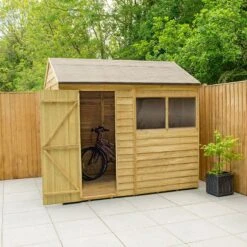 8' X 6' Forest 4Life 25yr Guarantee Overlap Pressure Treated Reverse Apex Wooden Shed (2.42m X 1.99m) -Halls || Lifetime || Keter Sales externals 7 square min 2