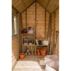 6' X 4' Forest Retreat Green Luxury Shed (1.81m X 1.22m) - Installation Included -Halls || Lifetime || Keter Sales fra46gnin forest retreat 6x4 apex shed green interior min