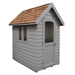 6' X 4' Forest Retreat Grey Luxury Shed (1.81m X 1.22m) - Installation Included -Halls || Lifetime || Keter Sales fra46gyin forest retreat 6x4 apex shed grey cutout2 min 1