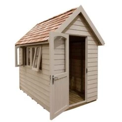 8' X 5' Forest Retreat Cream Luxury Shed (2.41m X 1.5m) - Installation Included -Halls || Lifetime || Keter Sales fra58crin forest retreat 8x5 apex shed cream cutout1 min 1