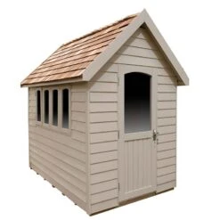 8' X 5' Forest Retreat Cream Luxury Shed (2.41m X 1.5m) - Installation Included -Halls || Lifetime || Keter Sales fra58crin forest retreat 8x5 apex shed cream cutout2 min 1