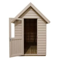 8' X 5' Forest Retreat Cream Luxury Shed (2.41m X 1.5m) - Installation Included -Halls || Lifetime || Keter Sales fra58crin forest retreat 8x5 apex shed cream cutout4 min 1