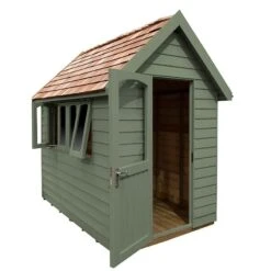8' X 5' Forest Retreat Green Luxury Shed (2.41m X 1.5m) - Installation Included -Halls || Lifetime || Keter Sales fra58gnin forest retreat 8x5 apex shed green cutout1 min 1
