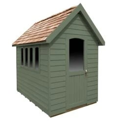 8' X 5' Forest Retreat Green Luxury Shed (2.41m X 1.5m) - Installation Included -Halls || Lifetime || Keter Sales fra58gnin forest retreat 8x5 apex shed green cutout2 min 1