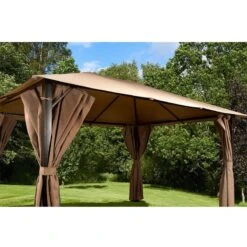 13'x10' (4mx3m) Glendale Venice Mocha Heavy Duty Rectangle Garden Gazebo -Halls || Lifetime || Keter Sales gl1152 4x3m glendale venice mocha rectangle gazebo insitu min