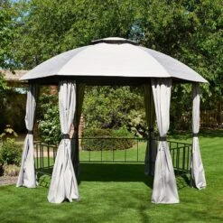5'9 X 5'9 Glendale Big Hex Hexagonal Grey Garden Gazebo (1.75m X 1.75m)