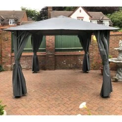 13' X 10' Glendale Highfield Grey Garden Gazebo (4m X 3m) -Halls || Lifetime || Keter Sales gl1802 13x10 glendale highfield grey garden gazebo insitu2 min