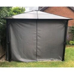 8' X 8' Glendale Peninsula Grey Garden Gazebo (2.5m X 2.5m) -Halls || Lifetime || Keter Sales gl1803 8x8 glendale peninsular grey garden gazebo insitu3 min
