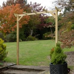 Forest Hanbury Flat Top Wooden Garden Pergola Arch 6'10 X 1'8