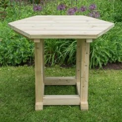 12'x10' (3.6x3.1m) Luxury Wooden Furnished Garden Gazebo With Country Thatch Roof - Seats Up To 10 People -Halls || Lifetime || Keter Sales hgg36mctcfin 3 6m thatched roof furnished cream table1