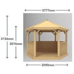 12'x10' (3.6x3.1m) Luxury Wooden Garden Gazebo With New England Cedar Roof - Seats Up To 10 People -Halls || Lifetime || Keter Sales hgg36mnecin 3.6m hexagonal gazebo dimensions