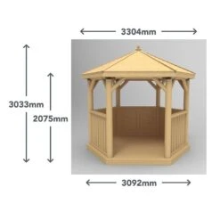 10'x9' (3x2.7m) Luxury Wooden Furnished Garden Gazebo With Thatched Roof - Seats Up To 10 People -Halls || Lifetime || Keter Sales hgg3mctcfin 3m thatched roof furnished cream dimensions