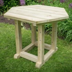 10'x9' (3x2.7m) Luxury Wooden Furnished Garden Gazebo With Thatched Roof - Seats Up To 10 People -Halls || Lifetime || Keter Sales hgg3mctcfin 3m thatched roof furnished cream table2