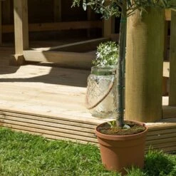 15'x13' (4.7x4m) Luxury Wooden Furnished Garden Gazebo With Thatched Roof - Seats Up To 19 People -Halls || Lifetime || Keter Sales hgg47mctcfin 4 7m thatched roof furnished cream base