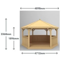 15'x13' (4.7x4m) Luxury Wooden Garden Gazebo With Thatched Roof - Seats Up To 19 People -Halls || Lifetime || Keter Sales hgg47mctrlcin 4.7m hexagonal gazebo dimensions