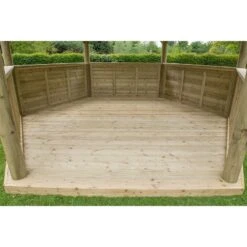 15'x13' (4.7x4m) Luxury Wooden Garden Gazebo With Thatched Roof - Seats Up To 19 People -Halls || Lifetime || Keter Sales hgg47mctrlcin 4.7m hexagonal gazebo interior1