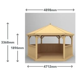 15'x13' (4.7x4m) Luxury Wooden Furnished Garden Gazebo With New England Cedar Roof - Seats Up To 19 People -Halls || Lifetime || Keter Sales hgg47mneccfin 4 7m cedar roof furnished cream dimensions