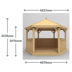13'x12' (4x3.5m) Luxury Wooden Garden Gazebo With Thatched Roof - Seats Up To 15 People -Halls || Lifetime || Keter Sales hgg4mctrlcin 4.0m hexagonal gazebo dimensions