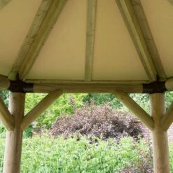 13'x12' (4x3.5m) Luxury Wooden Garden Gazebo With Thatched Roof - Seats Up To 15 People -Halls || Lifetime || Keter Sales hgg4mctrlcin garden gazebo roof interior