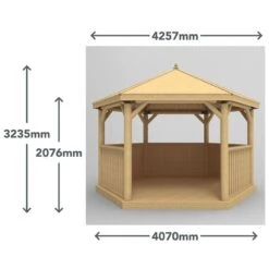 13'x12' (4x3.5m) Luxury Wooden Furnished Garden Gazebo With Traditional Timber Roof - Seats Up To 15 People -Halls || Lifetime || Keter Sales hgg4mttcfin 4m timber roof furnished cream dimensions